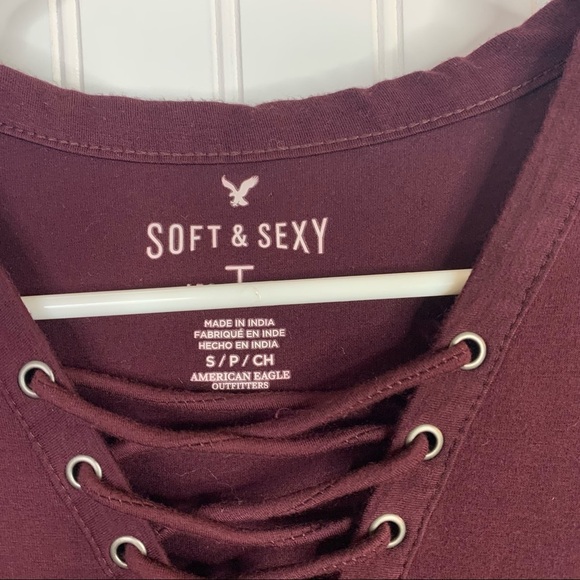 American Eagle Soft and Sexy Lace Up Long Sleeve - Picture 3 of 4